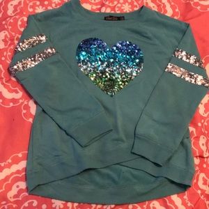 Girls size 10/large long sleeve Sequence heart top